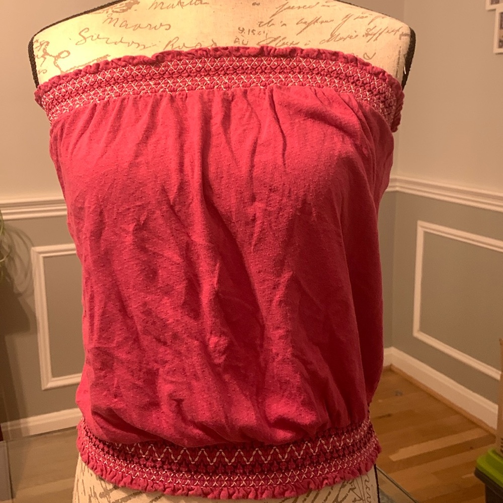 Anthro Pink Tube Top with stitch detail size Medium